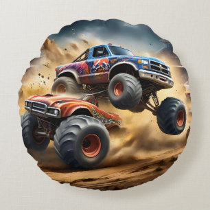 Coussins Ronds Chaos sur les roues : Monster Truck Smash Derby