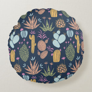 Coussins Ronds Charme de cactus : Vintage coloré Floral
