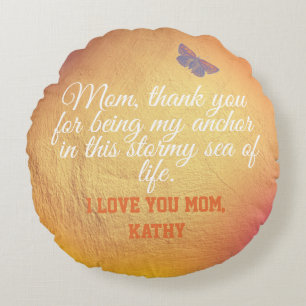 Coussins Ronds Charme élégant Imprimer Citation White & Gold Moth