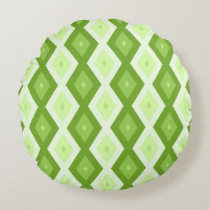 Coussins Ronds Chartreuse green diamond pattern