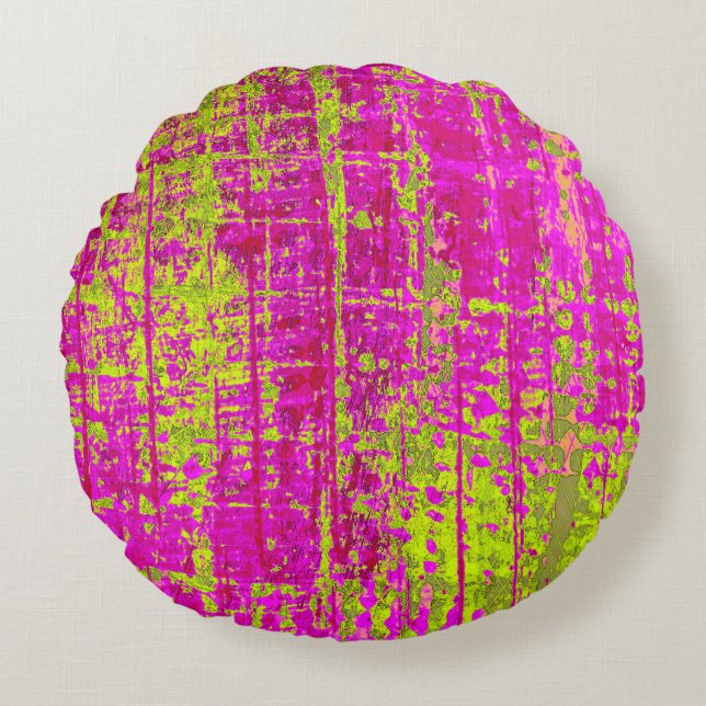 Coussins Ronds Chartreuse Kiss rose et vert Abstrait (Devant)