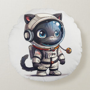 Coussins Ronds Chat Astronaute