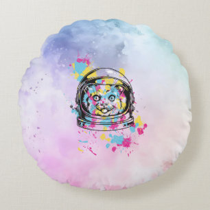 Coussins Ronds Chat Astronaute