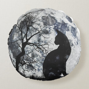 Coussins Ronds Chat au clair de lune