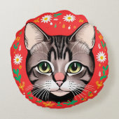 Coussins Ronds Chat avec couronne florale (Dos)