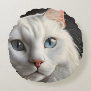 Coussins Ronds Chat blanc