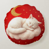 Coussins Ronds Chat blanc adorable (Dos)