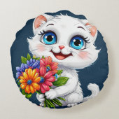 Coussins Ronds Chat de dessin animé adorable (Dos)