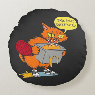 Coussins Ronds Chat de pâtisserie drôle : Tâche échouée avec succ