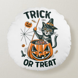 Coussins Ronds Chat d'Halloween abstrait