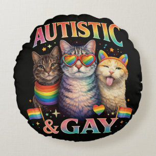 Coussins Ronds Chat drôle autiste et gay