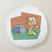 Coussins Ronds Chat et cuvette de poisson (Dos)