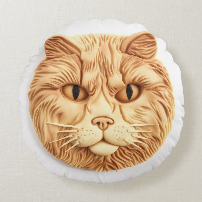 Coussins Ronds Chat Maine Coon Inspiré 3D (Devant)