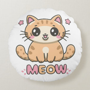 Coussins Ronds chat mignon miaou