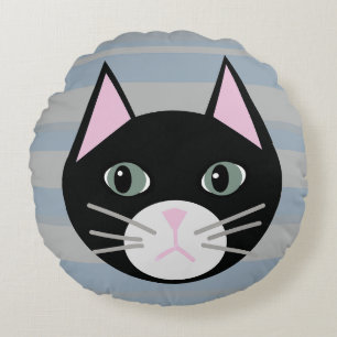 Coussins Ronds Chat noir, rayures