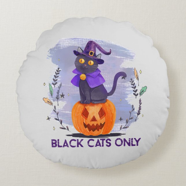 Coussins Ronds Chat noir uniquement (Devant)