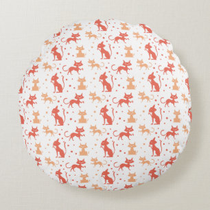 Coussins Ronds Chat orange mignon et motif étoile