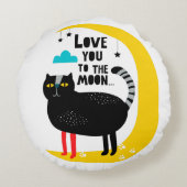Coussins Ronds Chat sur la lune (Dos)