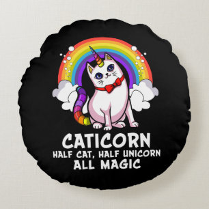 Coussins Ronds Chat Unicorn Magique Caticorn Kitten Rainbow Anima