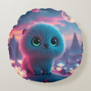 Coussins Ronds Chaton Cosmique Rêveur Paysage Fantastique Magique