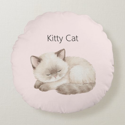 Coussins Ronds Chaton Gris Blanc (Devant)