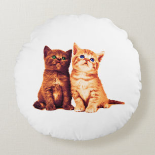 Coussins Ronds Chatons frères et soeurs, deux chats mignons