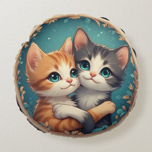 Coussins Ronds Chatons mignons s'étreignant