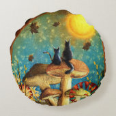 Coussins Ronds Chats de champignons (Dos)