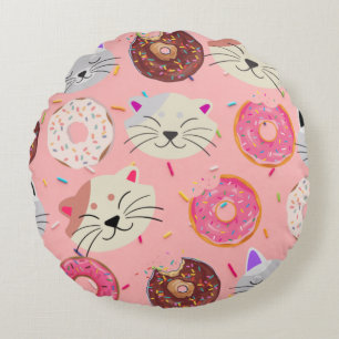 Coussins Ronds Chats et beignets Lancer l'oreiller
