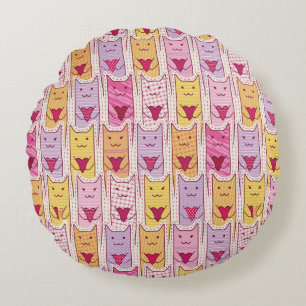 Coussins Ronds Chats mignons avec les coeurs affectueux