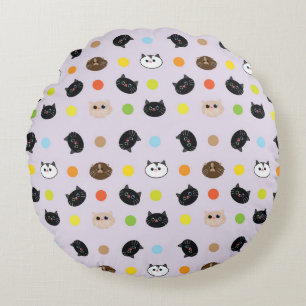 Coussins Ronds chats motifs