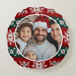 Coussins Ronds Chaud de Noël moche Rouge et vert