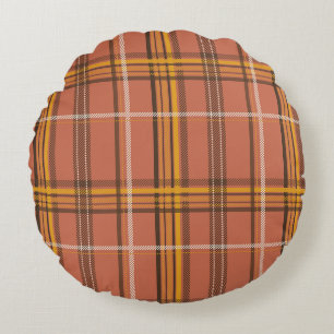 Coussins Ronds Chaud Plaid Moutarde Terracotta Esthétique