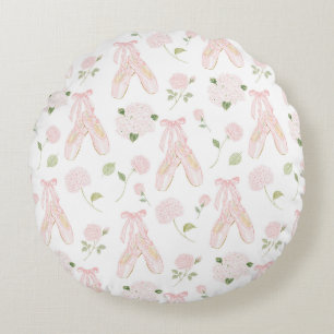 Coussins Ronds Chaussures de ballet à rayures blanches roses pour