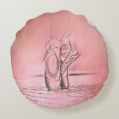 Coussins Ronds Chaussures de ballet rose à Pointe (Dos)