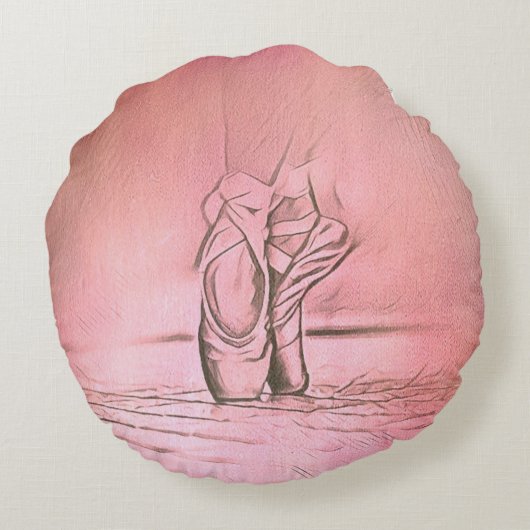 Coussins Ronds Chaussures de ballet rose à Pointe (Dos)