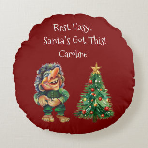 Coussins Ronds Cheeky Christmas Troll et Tree Delight