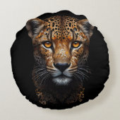 Coussins Ronds Cheetah Portrait sur noir (Dos)