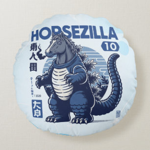 Coussins Ronds Chemise Horsezilla Art de cheval monstre géant