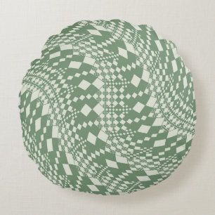 Coussins Ronds Chèques déformées en vert