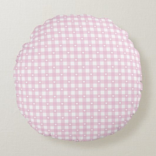 Coussins Ronds Chèques Pastel Rose (Devant)