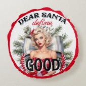 Coussins Ronds Cher Père Noël Définir une bonne Pinup Rétro (Dos)