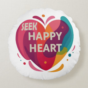 Coussins Ronds Chercher un coeur heureux
