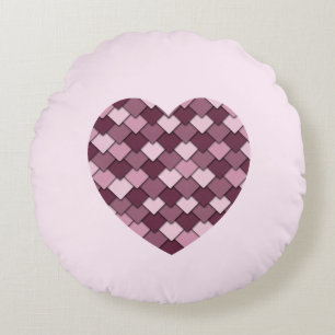 Coussins Ronds Cherry Carré rose et coeur diamant