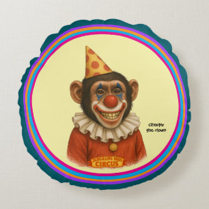 Coussins Ronds Chester le clown chimpanzé