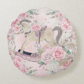 Coussins Ronds Cheval à bascule floral Boho Pampas rose (Dos)