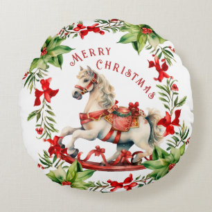 Coussins Ronds Cheval à roche Joyeux Noël