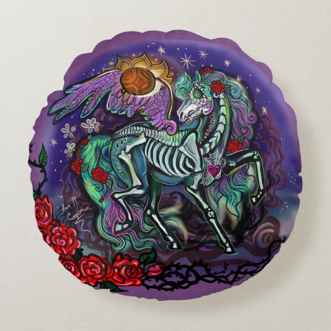 Coussins Ronds Cheval Día de Muertos (Devant)
