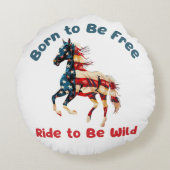 Coussins Ronds Cheval Drapeau Amérique (Dos)