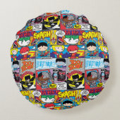 Coussins Ronds Chibi Justice League Motif de bande dessinée (Dos)